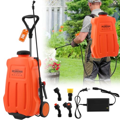 Elektrisches Sprühgerät Tank 20L auf Rädern oder rückentragbar mit wiederaufladbarer Batterie, Akku Drucksprüher mit 4 Düsen zum Jäten, Sprühen, Reinigen, Handel, Medizin etc von VELPAX