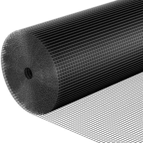 Maschendrahtzaun Schwarz 1m x 20m, Volierendraht 12mm Maschenweite 1mm Maschendrahtzaunrolle, Metallgitter als Hasendraht Kaninchendraht Hühnerdraht Hasengitter von VELPAX