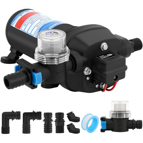 Wasserpumpe Druckwasserpumpe 12V, 45 PSI Selbstansaugende Wasserpumpe mit Druckschalter, Membranpumpe 17L/min für Gartenbewässerung, Wohnwagen, Boote, Wohnmobil, Rasen von VELPAX