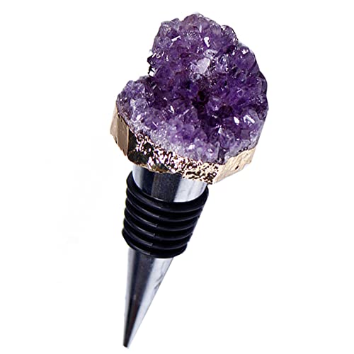 Natürliche Amethyst-Cluster-Geode, natürlicher Kristallstein, Flasche, unregelmäßiger Amethyst, Valentinstag, Hochzeitsgeschenke, verwendet for Rotwein, Champagner, Weinflaschenverschluss, wiederverwe von VELUNE