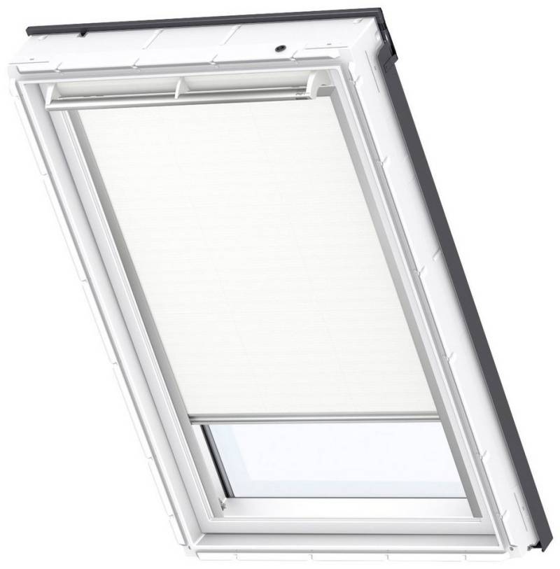 Verdunklungsrollo DKL CK06 1025S, VELUX, verdunkelnd, ohne Bohren, in Führungsschienen, VELUX »Pick & Click!«, alufarbene Führungsschienen & Griffleiste von VELUX