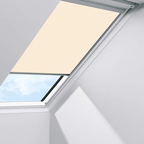 Original VELUX Standard Sichtschutz Rollo RFL 206 1086S Dekor Uni Beige passgenau für GGL GPL GHL 206 mit Aluminium Führungsschienen von VELUX