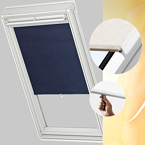 Original Velux Sichtschutzrollo, Rollo mit Haltekrallen für GGL / GHL / GTL / GPL / GGU / GHU / GTU / GPU F04, F06, F08, FK04, FK06, FK08 / Stofffarbe 9050 / Uni Blau // RHL FK00 9050 von VELUX