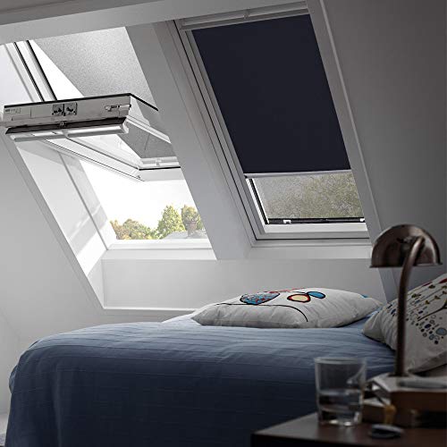 Orignal VELUX Verdunkelungsrollo DKL MK08 1100S / Bedienart : Manuell / Farbe : Uni Dunkelblau / Fenstergröße : MK08 / Fenstertypen : GGU, GGL, GPU, GPL, GTU, GTL, GXU, GXL von VELUX