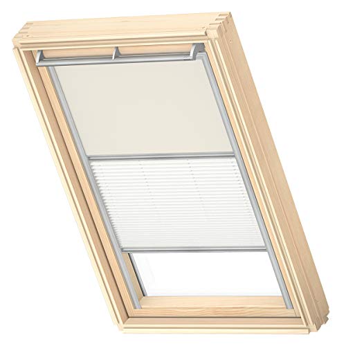 VELUX Original Dachfenster Duo Verdunkelungsrollo für C04, Hellbeige, mit Grauer Führungsschiene von VELUX