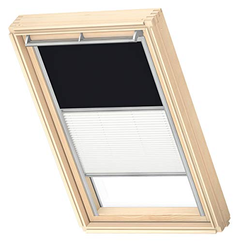 VELUX Original Dachfenster Duo Verdunkelungsrollo für CK02, Schwarz, mit Grauer Führungsschiene von VELUX