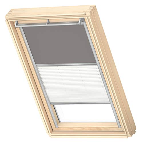 VELUX Original Dachfenster Duo Verdunkelungsrollo für M04 / MK34, Grau, mit Grauer Führungsschiene von VELUX