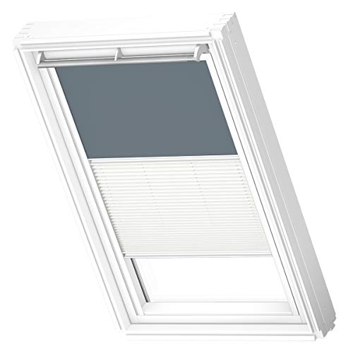 VELUX Original Dachfenster Duo Verdunkelungsrollo für M06, Blaugrau, mit weißer Führungsschiene von VELUX