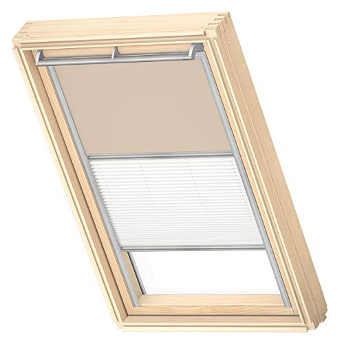 VELUX Original Dachfenster Duo Verdunkelungsrollo für M08, Sandbeige, mit Grauer Führungsschiene von VELUX