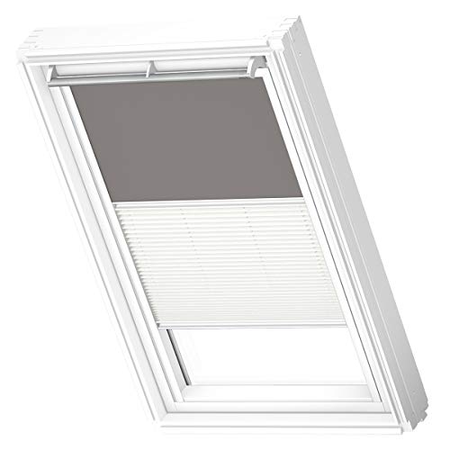 VELUX Original Dachfenster Duo Verdunkelungsrollo für MK06, Grau, mit weißer Führungsschiene von VELUX
