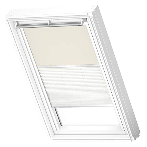 VELUX Original Dachfenster Duo Verdunkelungsrollo für PK06, Hellbeige, mit weißer Führungsschiene von VELUX