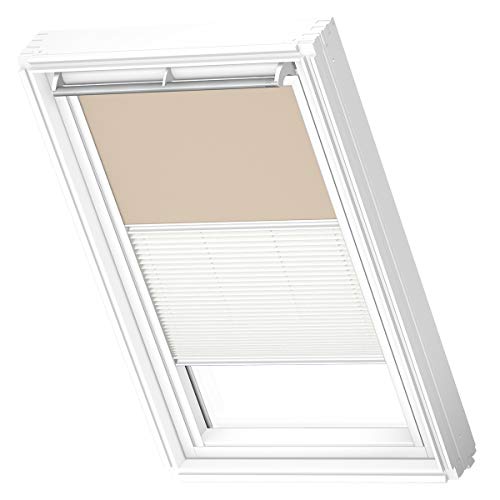 VELUX Original Dachfenster Duo Verdunkelungsrollo für SK08, Sandbeige, mit weißer Führungsschiene von VELUX