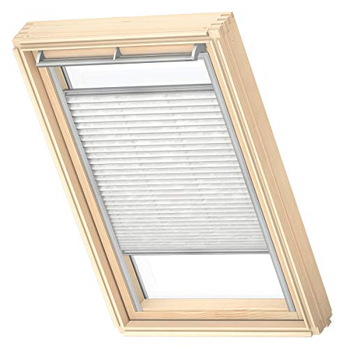 VELUX Original Dachfenster Plissee für FK06, Weiß Gemustert, mit Grauer Führungsschiene von VELUX