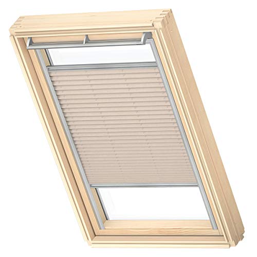 VELUX Original Dachfenster Plissee für SK08, Hellbeige, mit Grauer Führungsschiene von VELUX