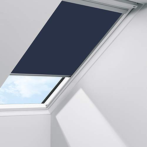 VELUX Original Sichtschutzrollo Manuell RFL Y43 9050S Für//VL, VU, VKU Y43//in Stofffarbe 9050/Uni Blau//Seitenschienen in Silber_52837 von VELUX