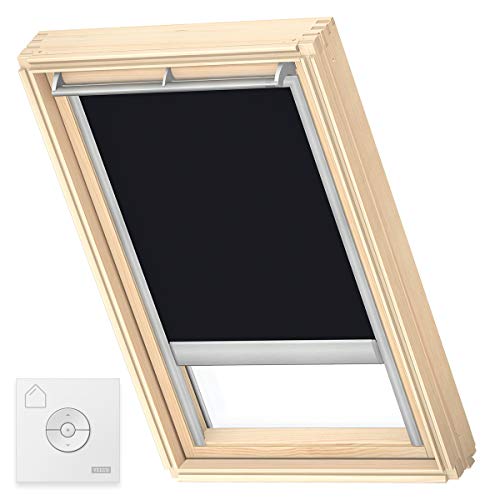 VELUX Original Solar-Verdunkelungsrollo Silberne Seitenschienen, C04, Schwarz von VELUX