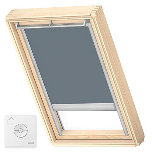 VELUX Original Solar-Verdunkelungsrollo für FK06, Blaugrau, mit Grauer Führungsschiene von VELUX