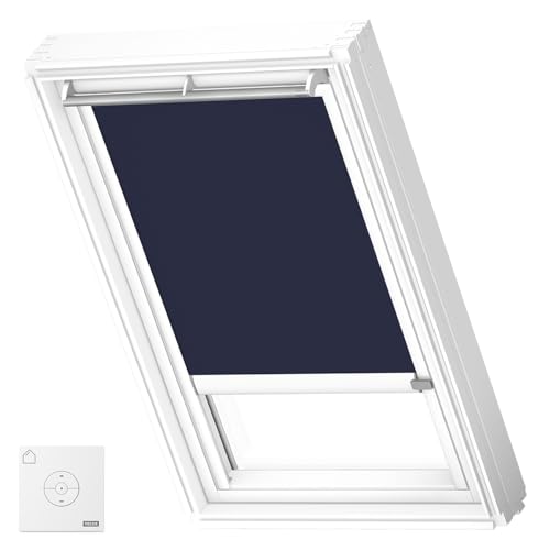 VELUX Original Solar-Verdunkelungsrollo für FK06, Dunkelblau, weiße Führungsschiene von VELUX