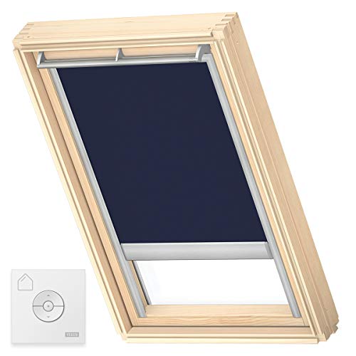 VELUX Original Solar-Verdunkelungsrollo für SK08, Dunkelblau, mit Grauer Führungsschiene von VELUX