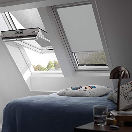 VELUX Original Verdunkelungsrollo Rollo für GGL/GPL/GHL/GTL 204 / Stofffarbe Premium 0705 grau, Schienenfarbe Silber // DKL 204 0705S von VELUX