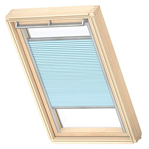 VELUX Original Wabenplissee, S08, Gletscherblau, mit Grauer Führungsschiene von VELUX