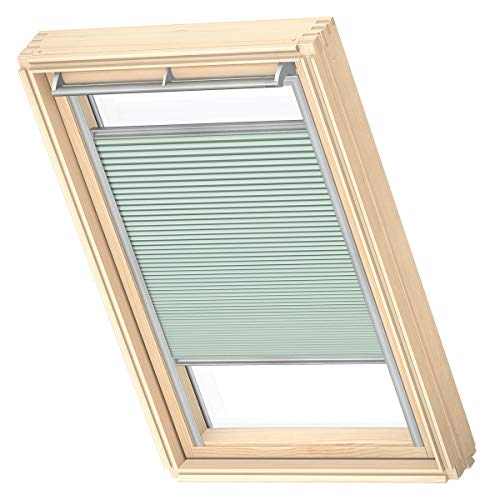 VELUX Original Wabenplissee, SK06, Blassgrün, mit Grauer Führungsschiene von VELUX