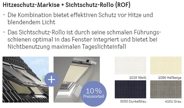 VELUX-Vorteils-Set Markise & Rollo für Größe M08 "4161 grau" von VELUX