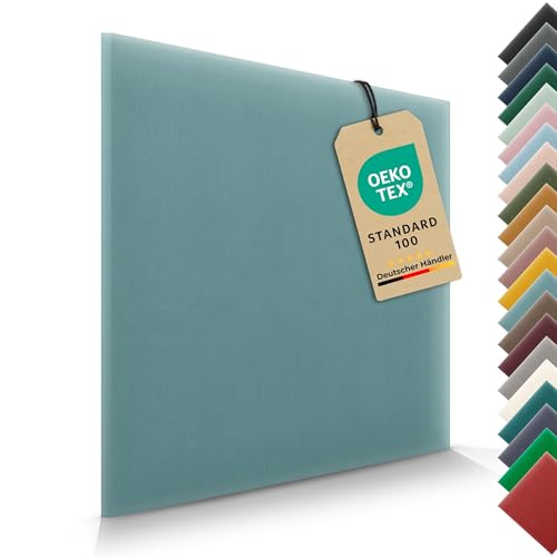 VELUYA Wandkissen Wandpolster Quadrat – Samt, Polsterpaneele 40 x 40 cm, Polsterplatte, Oeko-TEX, Made in EU, Azurblau M14 von VELUYA