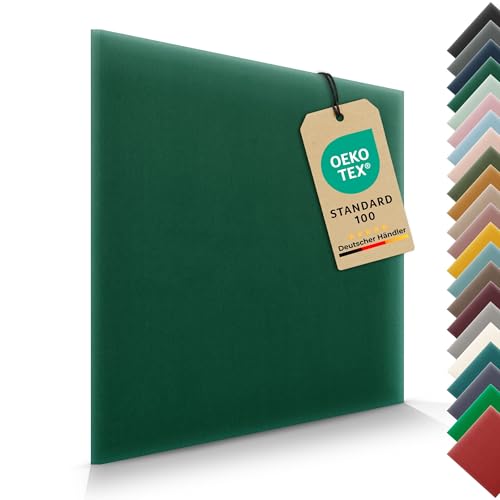VELUYA Wandkissen Wandpolster Quadrat – Samt, Polsterpaneele 40 x 40 cm, Polsterplatte, Oeko-TEX, Made in EU, Dunkelgrün M04 von VELUYA