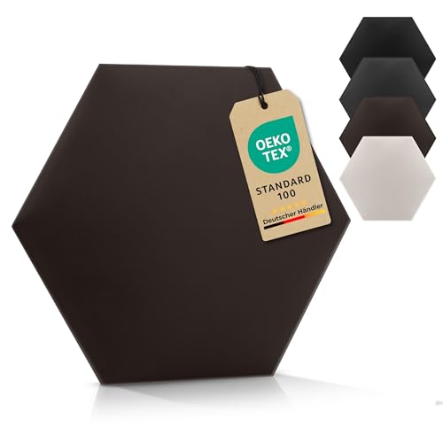VELUYA Wandpolster Polsterpaneele Hexagon – Öko-Leder, Wandkissen 40 x 35 cm, Polsterplatte, Oeko-TEX, Made in EU, Dunkelbraun S03 von VELUYA