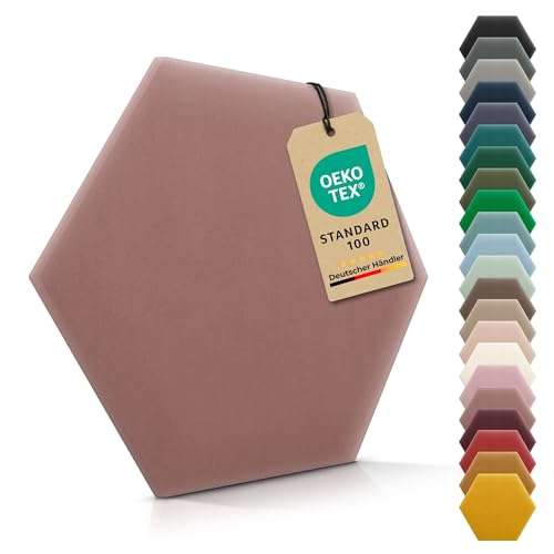 VELUYA Wandpolster Polsterpaneele Hexagon – Samt, Wandkissen 26 x 30 cm, Polsterplatte, Oeko-TEX, Made in EU, Altrosa M12 VELUYA Wandpolster Polsterpaneele Hexagon – Samt, Wandkissen 26 x 30 cm, Polsterplatte, Oeko-TEX, Made in EU, Altrosa M12 von VELUYA