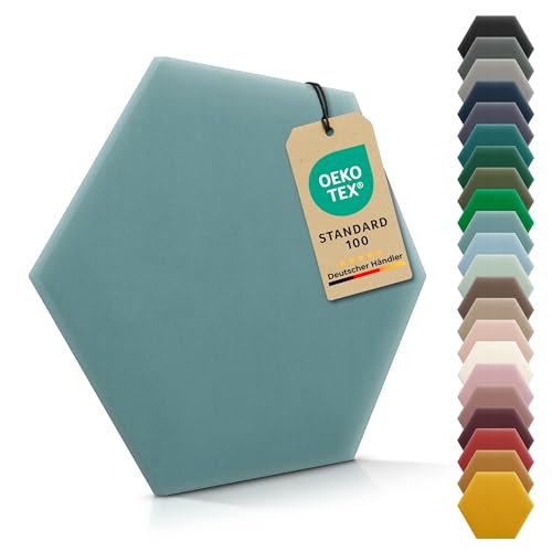 VELUYA Wandpolster Polsterpaneele Hexagon – Samt, Wandkissen 26 x 30 cm, Polsterplatte, Oeko-TEX, Made in EU, Azurblau M14 VELUYA Wandpolster Polsterpaneele Hexagon – Samt, Wandkissen 26 x 30 cm, Polsterplatte, Oeko-TEX, Made in EU, Azurblau M14 von VELUYA