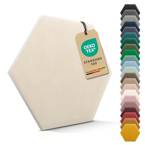 VELUYA Wandpolster Polsterpaneele Hexagon – Samt, Wandkissen 26 x 30 cm, Polsterplatte, Oeko-TEX, Made in EU, Ecru M18 von VELUYA