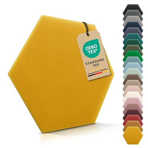 VELUYA Wandpolster Polsterpaneele Hexagon – Samt, Wandkissen 26 x 30 cm, Polsterplatte, Oeko-TEX, Made in EU, Gelb M13 VELUYA Wandpolster Polsterpaneele Hexagon – Samt, Wandkissen 26 x 30 cm, Polsterplatte, Oeko-TEX, Made in EU, Gelb M13 von VELUYA