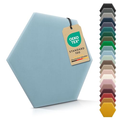VELUYA Wandpolster Polsterpaneele Hexagon – Samt, Wandkissen 26 x 30 cm, Polsterplatte, Oeko-TEX, Made in EU, Hellblau M07 VELUYA Wandpolster Polsterpaneele Hexagon – Samt, Wandkissen 26 x 30 cm, Polsterplatte, Oeko-TEX, Made in EU, Hellblau M07 von VELUYA