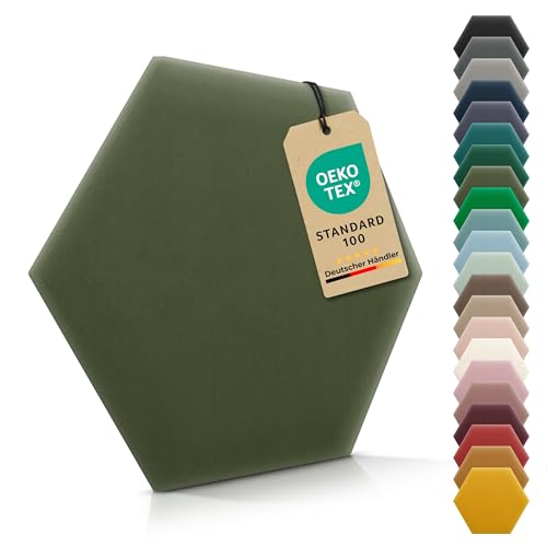 VELUYA Wandpolster Polsterpaneele Hexagon – Samt, Wandkissen 26 x 30 cm, Polsterplatte, Oeko-TEX, Made in EU, Khaki M09 von VELUYA