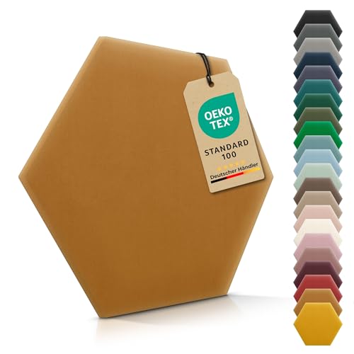 VELUYA Wandpolster Polsterpaneele Hexagon – Samt, Wandkissen 26 x 30 cm, Polsterplatte, Oeko-TEX, Made in EU, Kurkuma M10 VELUYA Wandpolster Polsterpaneele Hexagon – Samt, Wandkissen 26 x 30 cm, Polsterplatte, Oeko-TEX, Made in EU, Kurkuma M10 von VELUYA
