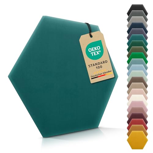 VELUYA Wandpolster Polsterpaneele Hexagon – Samt, Wandkissen 26 x 30 cm, Polsterplatte, Oeko-TEX, Made in EU, Türkis M19 VELUYA Wandpolster Polsterpaneele Hexagon – Samt, Wandkissen 26 x 30 cm, Polsterplatte, Oeko-TEX, Made in EU, Türkis M19 von VELUYA