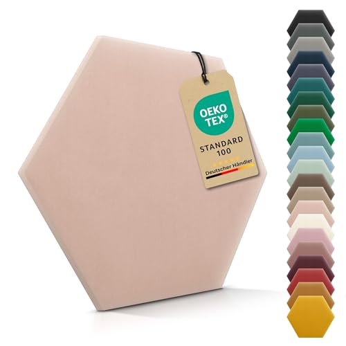 VELUYA Wandpolster Polsterpaneele Hexagon – Samt, Wandkissen 35 x 40 cm, Polsterplatte, Oeko-TEX, Made in EU, Hellrosa M06 von VELUYA