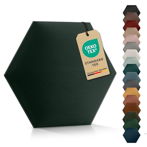 VELUYA Wandpolster Polsterpaneele Hexagon – Velours, Wandkissen 30 x 26 cm, Polsterplatte, Oeko-TEX, Made in EU, Dunkelgrün T28 von VELUYA