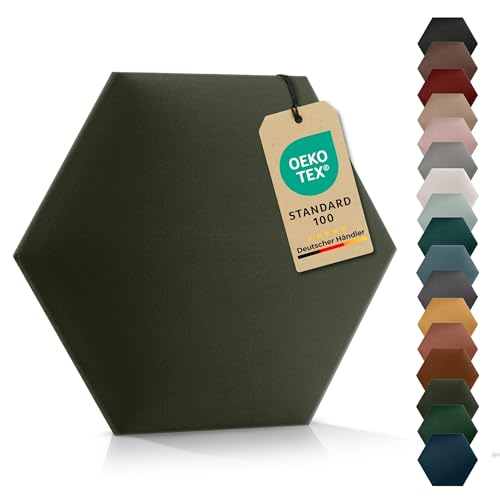 VELUYA Wandpolster Polsterpaneele Hexagon – Velours, Wandkissen 30 x 26 cm, Polsterplatte, Oeko-TEX, Made in EU, Khaki T27 VELUYA Wandpolster Polsterpaneele Hexagon – Velours, Wandkissen 30 x 26 cm, Polsterplatte, Oeko-TEX, Made in EU, Khaki T27 von VELUYA