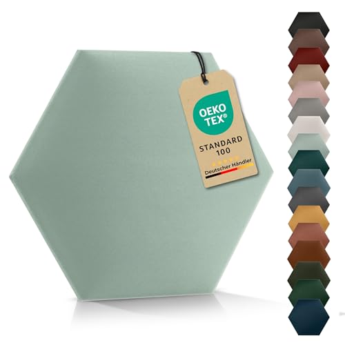 VELUYA Wandpolster Polsterpaneele Hexagon – Velours, Wandkissen 30 x 26 cm, Polsterplatte, Oeko-TEX, Made in EU, Mintgrün T08 von VELUYA