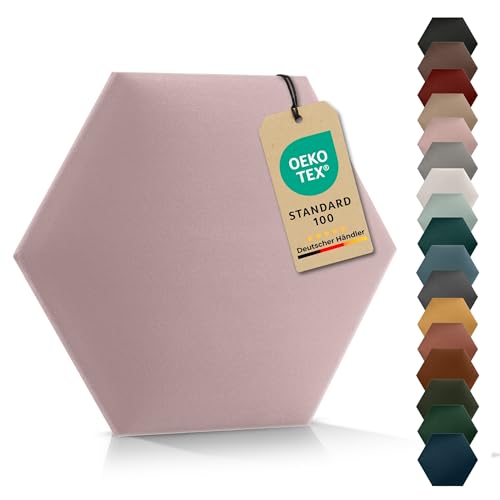 VELUYA Wandpolster Polsterpaneele Hexagon – Velours, Wandkissen 30 x 26 cm, Polsterplatte, Oeko-TEX, Made in EU, Rosa T05 von VELUYA