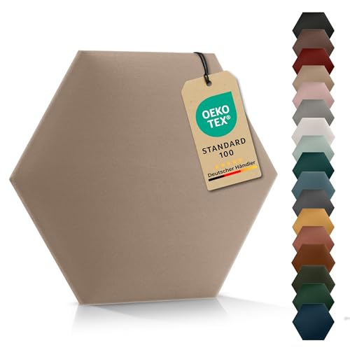 VELUYA Wandpolster Polsterpaneele Hexagon – Velours, Wandkissen 40 x 35 cm, Polsterplatte, Oeko-TEX, Made in EU, Beige T04 von VELUYA