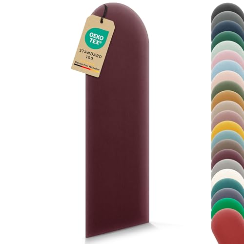 VELUYA Wandpolster Polsterplatte Rundbogen – Samt, Wandkissen 20 x 100 cm, Polsterpaneel, Oeko-TEX, Made in EU, Weinrot M16 VELUYA Wandpolster Polsterplatte Rundbogen – Samt, Wandkissen 20 x 100 cm, Polsterpaneel, Oeko-TEX, Made in EU, Weinrot M16 von VELUYA
