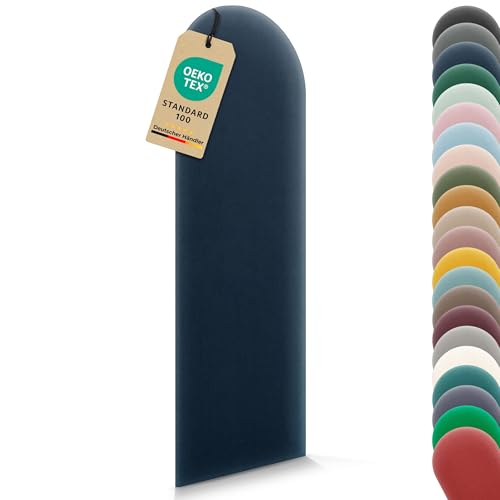 VELUYA Wandpolster Polsterplatte Rundbogen – Samt, Wandkissen 30 x 100 cm, Polsterpaneel, Oeko-TEX, Made in EU, Dunkelblau M03 VELUYA Wandpolster Polsterplatte Rundbogen – Samt, Wandkissen 30 x 100 cm, Polsterpaneel, Oeko-TEX, Made in EU, Dunkelblau M03 von VELUYA