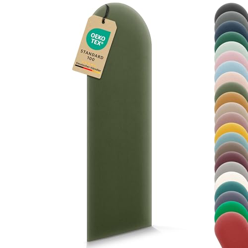 VELUYA Wandpolster Polsterplatte Rundbogen – Samt, Wandkissen 30 x 100 cm, Polsterpaneel, Oeko-TEX, Made in EU, Khaki M09 VELUYA Wandpolster Polsterplatte Rundbogen – Samt, Wandkissen 30 x 100 cm, Polsterpaneel, Oeko-TEX, Made in EU, Khaki M09 von VELUYA