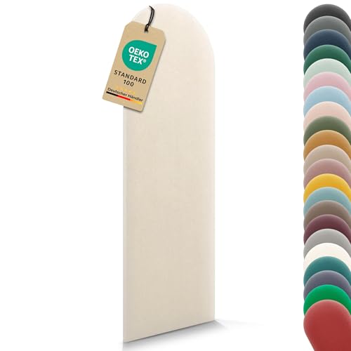 VELUYA Wandpolster Polsterplatte Rundbogen – Samt, Wandkissen 30 x 60 cm, Polsterpaneel, Oeko-TEX, Made in EU, Ecru M18 VELUYA Wandpolster Polsterplatte Rundbogen – Samt, Wandkissen 30 x 60 cm, Polsterpaneel, Oeko-TEX, Made in EU, Ecru M18 von VELUYA