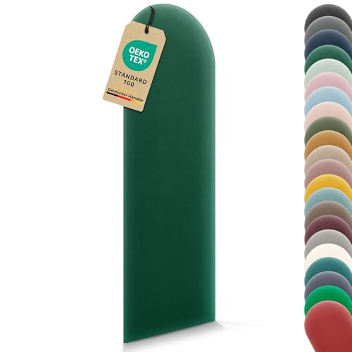 VELUYA Wandpolster Polsterplatte Rundbogen – Samt, Wandkissen 30 x 80 cm, Polsterpaneel, Oeko-TEX, Made in EU, Dunkelgrün M04 VELUYA Wandpolster Polsterplatte Rundbogen – Samt, Wandkissen 30 x 80 cm, Polsterpaneel, Oeko-TEX, Made in EU, Dunkelgrün M04 von VELUYA