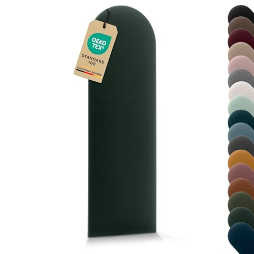VELUYA Wandpolster Polsterplatte Rundbogen – Velours, Wandkissen 20 x 60 cm, Polsterpaneel, Oeko-TEX, Made in EU, Dunkelgrün T28 von VELUYA